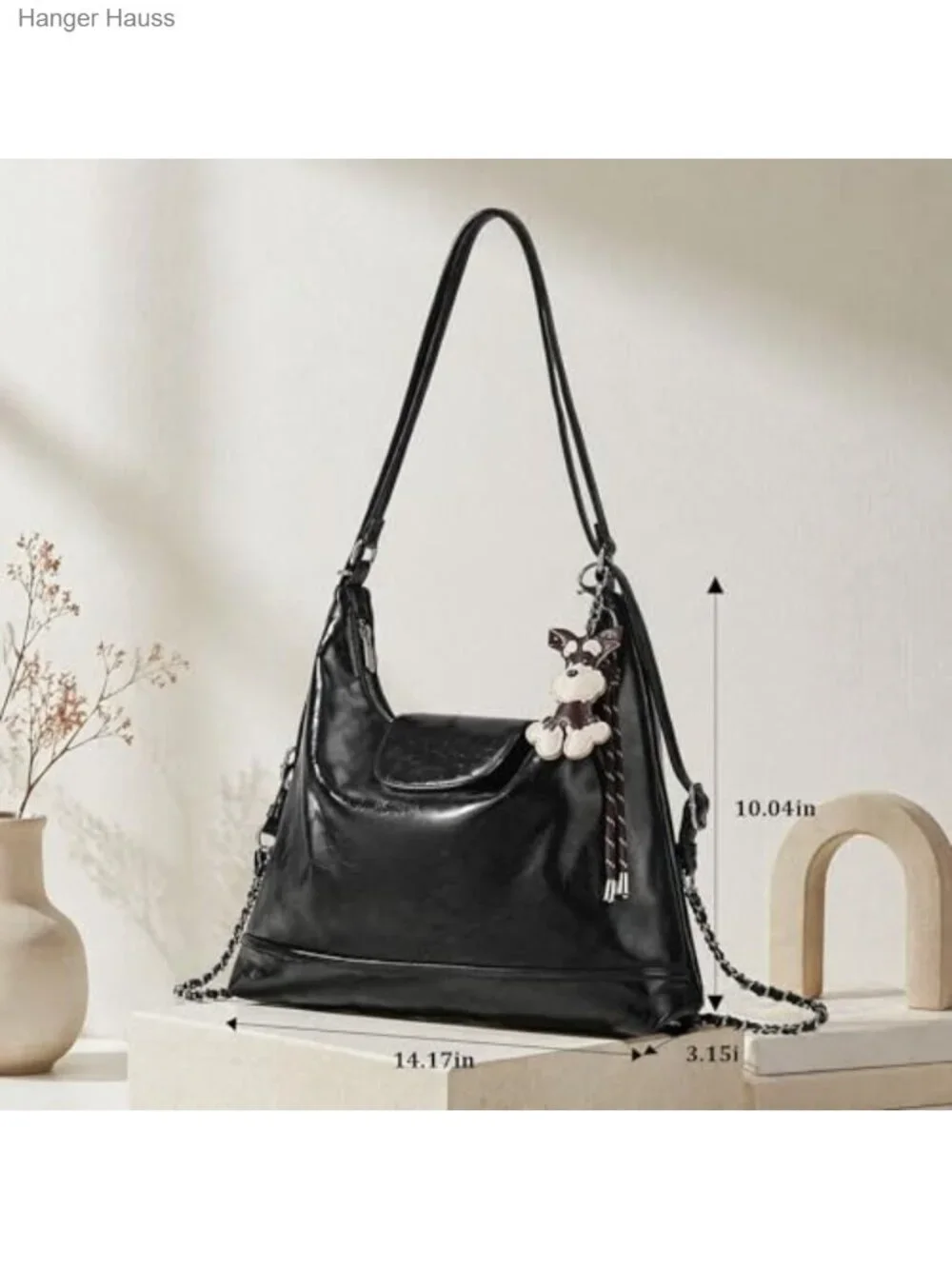 Convertible Faux Leather Hobo Shoulder Backpack Purse with Zipper Closure